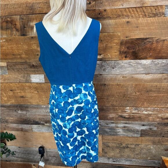 🫐 Abercrombie Tabatha Blue Watercolor Dot Cotton Dress Size M Lined 🫐 - Picture 3 of 10